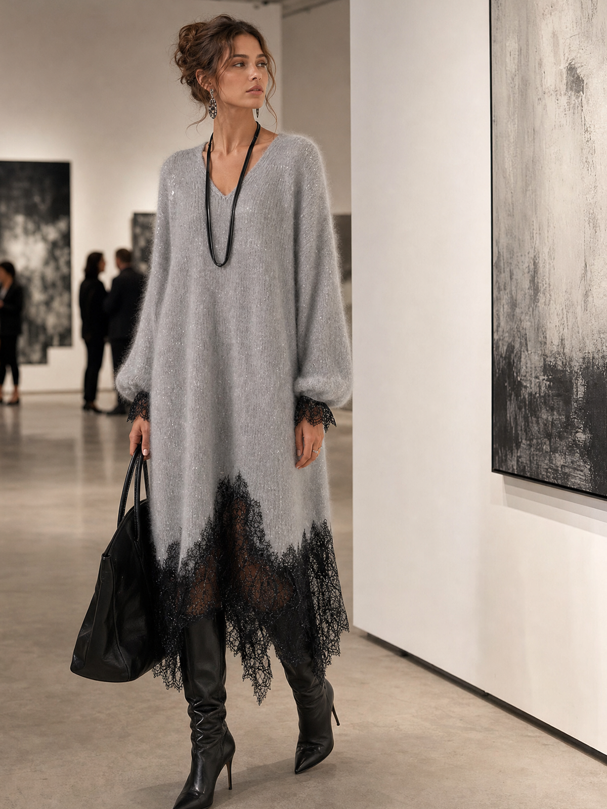 Sedona Elegant Shimmer Knit Midi Dress