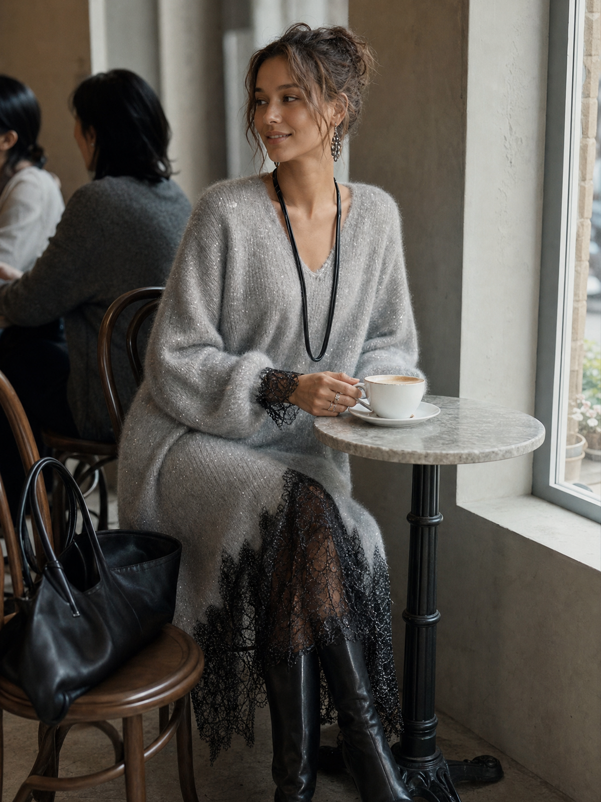 Sedona Elegant Shimmer Knit Midi Dress