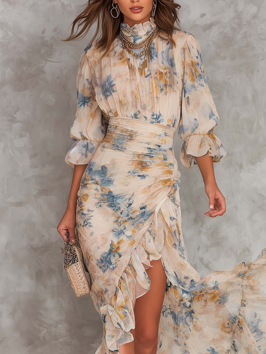 Cassia | Floral Chiffon Maxi Dress for Women