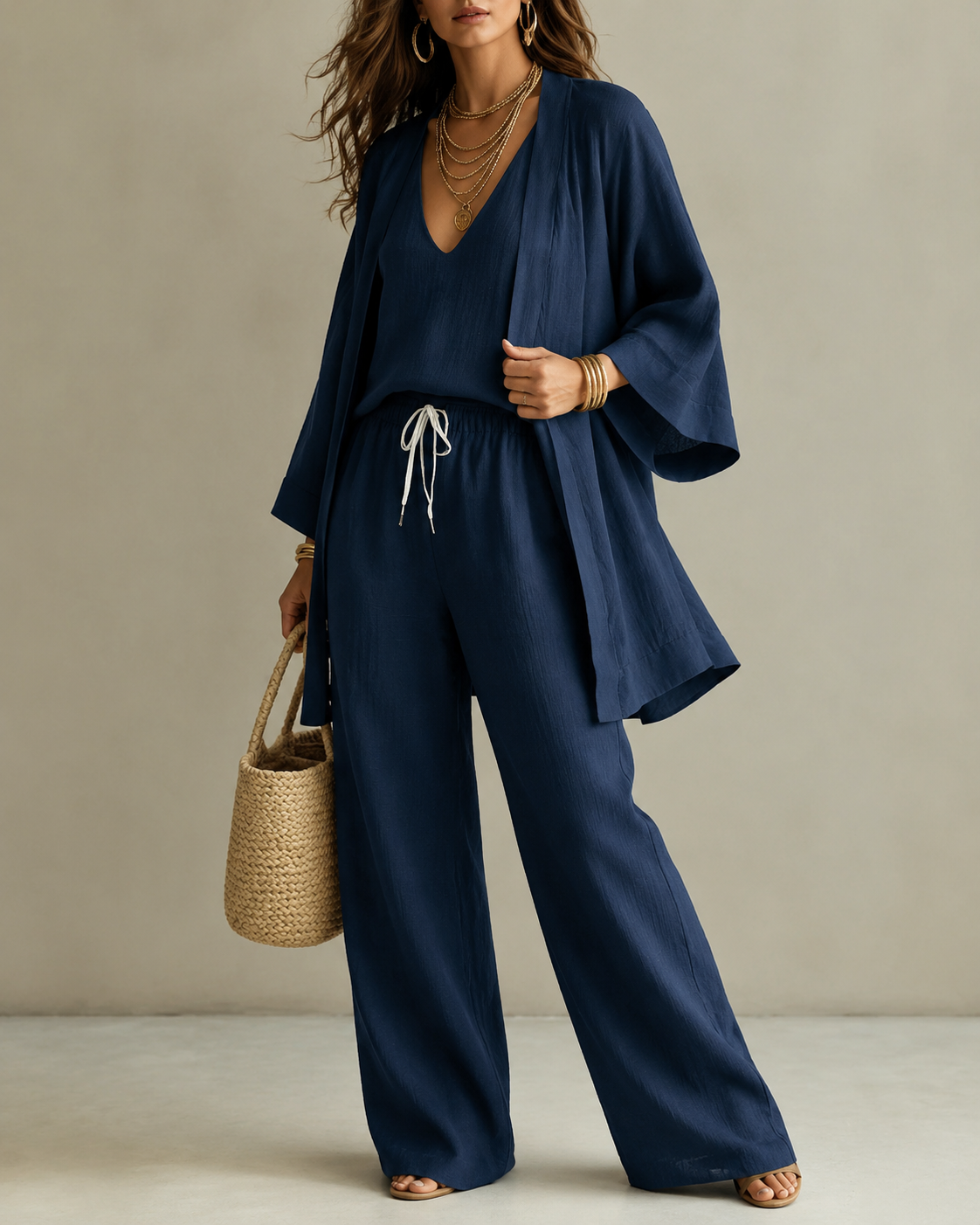 Amber™ | Relaxed 3-Piece Set with Opaque Pants