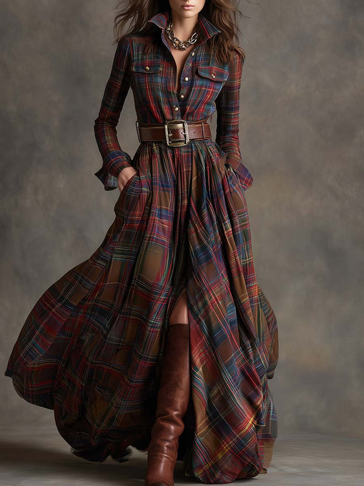 Giulietta – Maxi Checked Shirt Dress with Belt