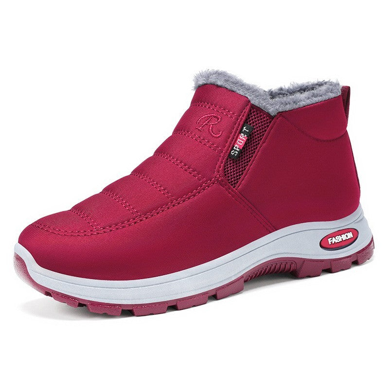 Elia - Quilted Waterproof Slip-On Ankle Boots Dark Red