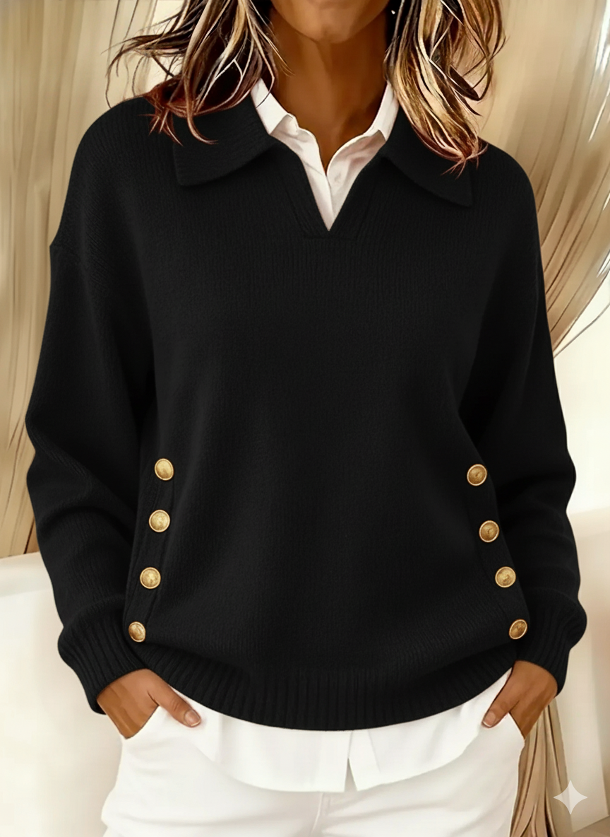 Erminia | Polo-Collar Sweater with Buttons
