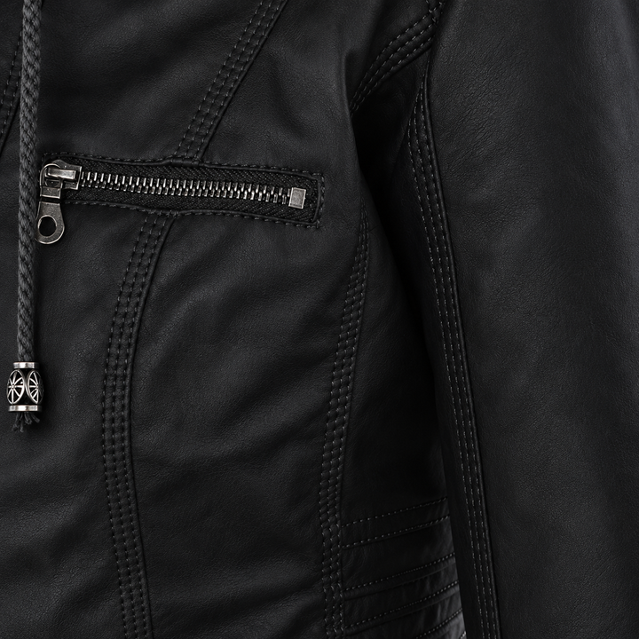 Diane | Hooded Leather Jacket