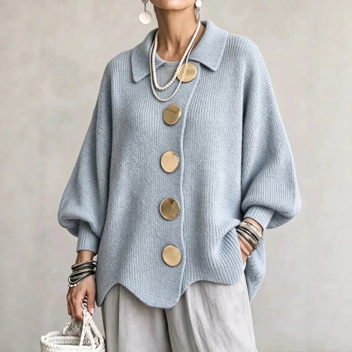 Karina | Oversized Collared Button-Up Cardigan