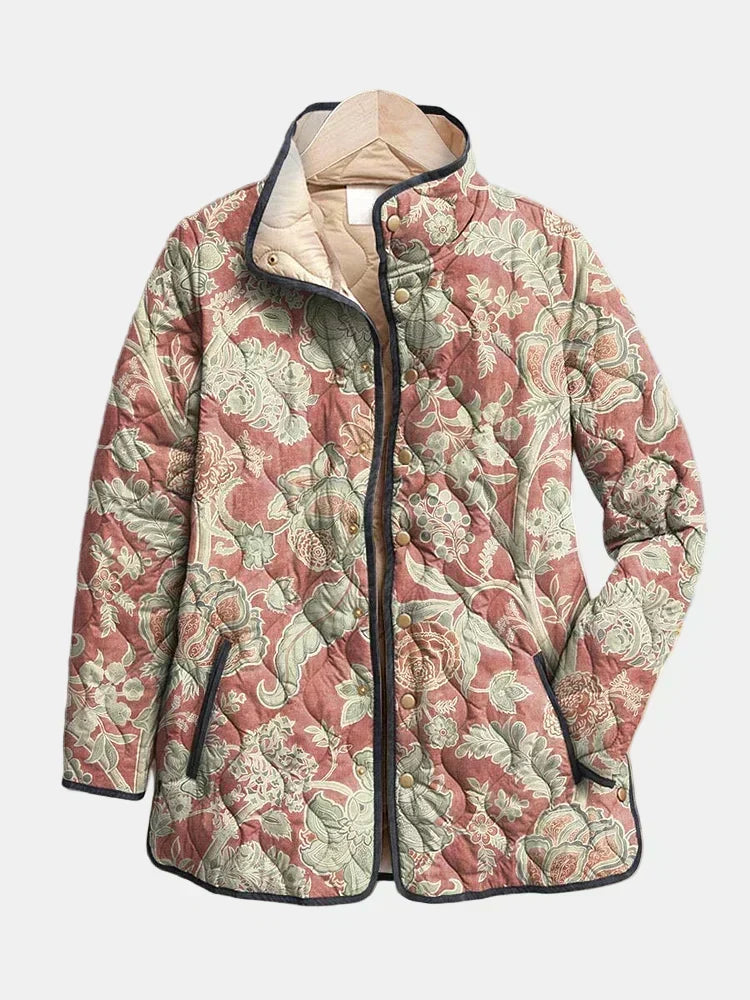 Elke | Quilted Jacket in Terracotta Damask Pauline