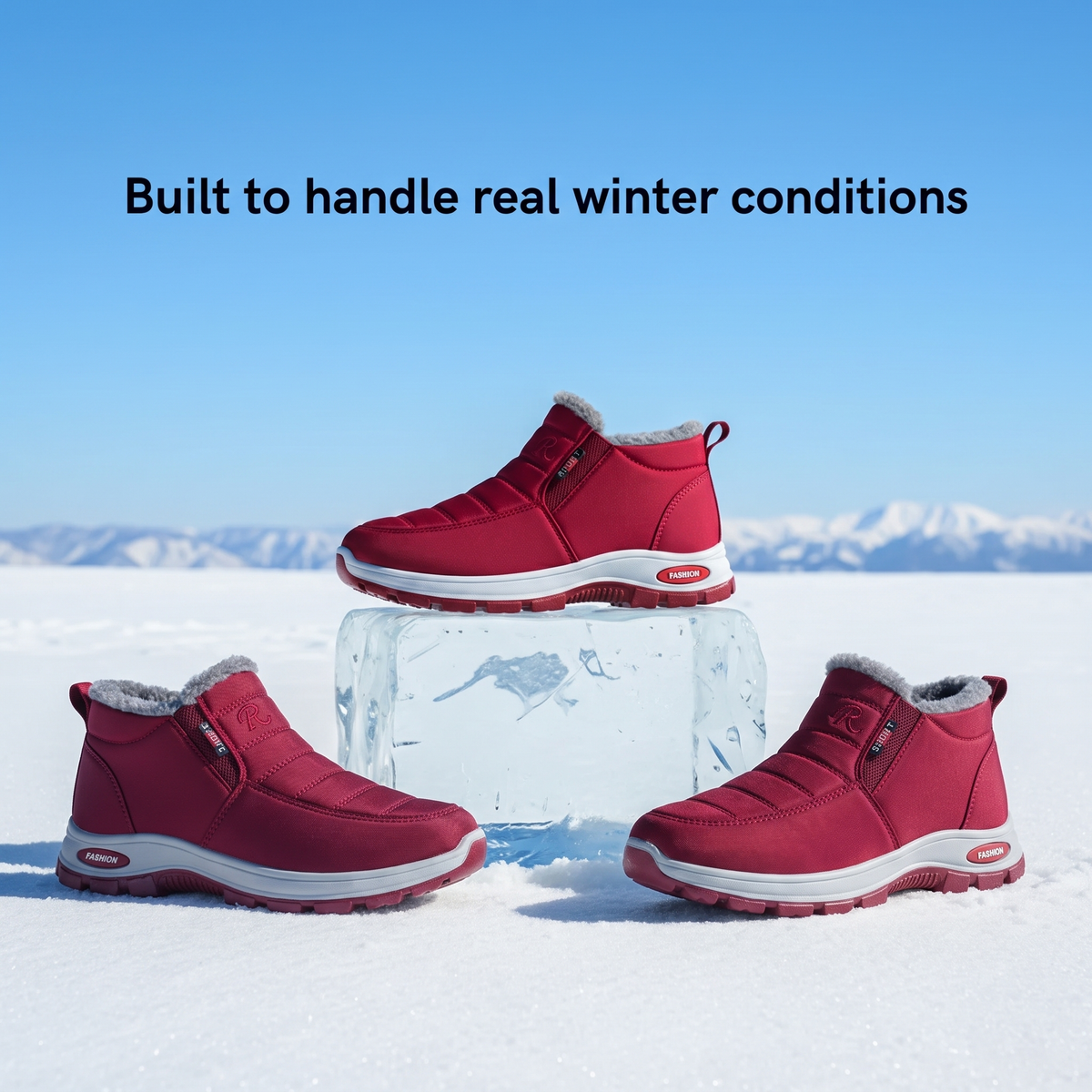 Kori - Quilted Waterproof Slip-On Ankle Boots Red