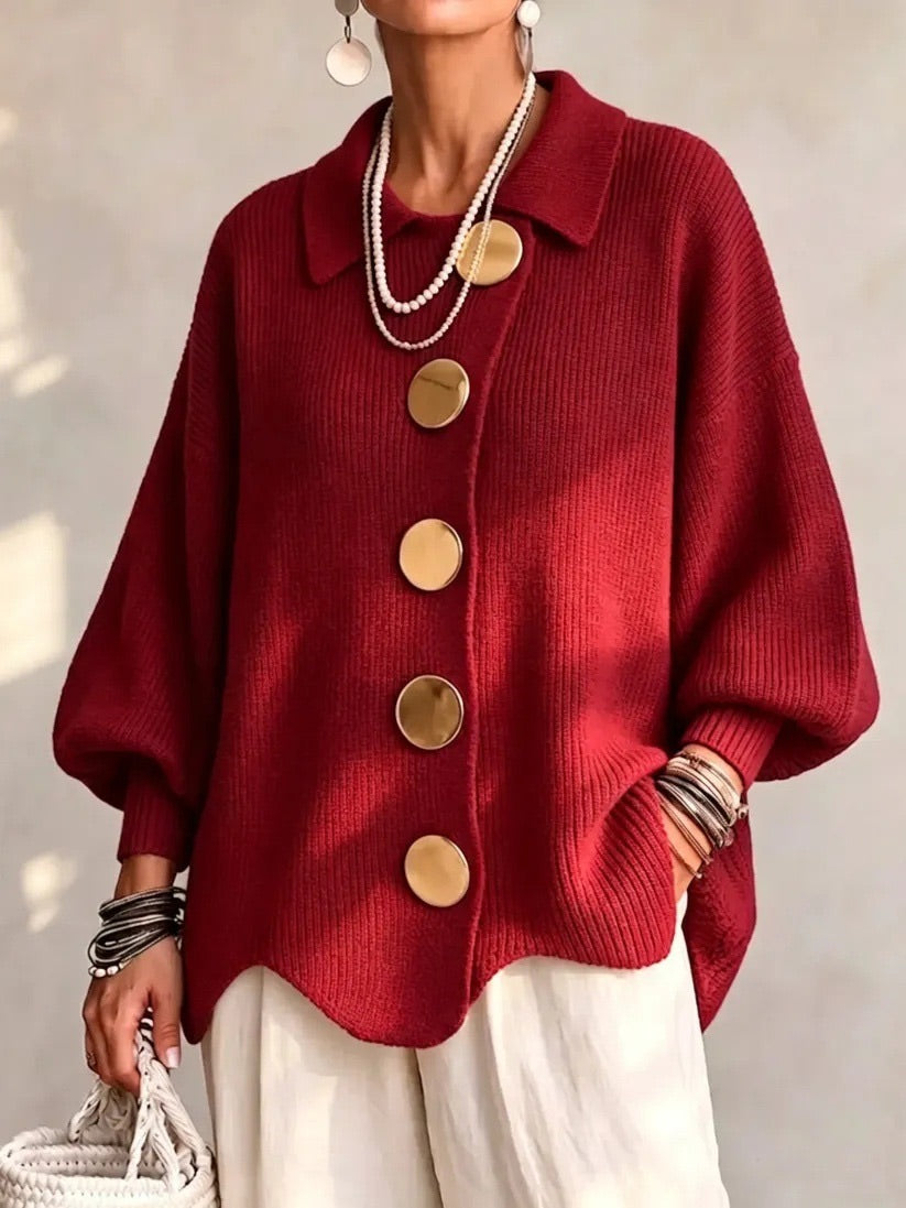 Karina | Oversized Collared Button-Up Cardigan