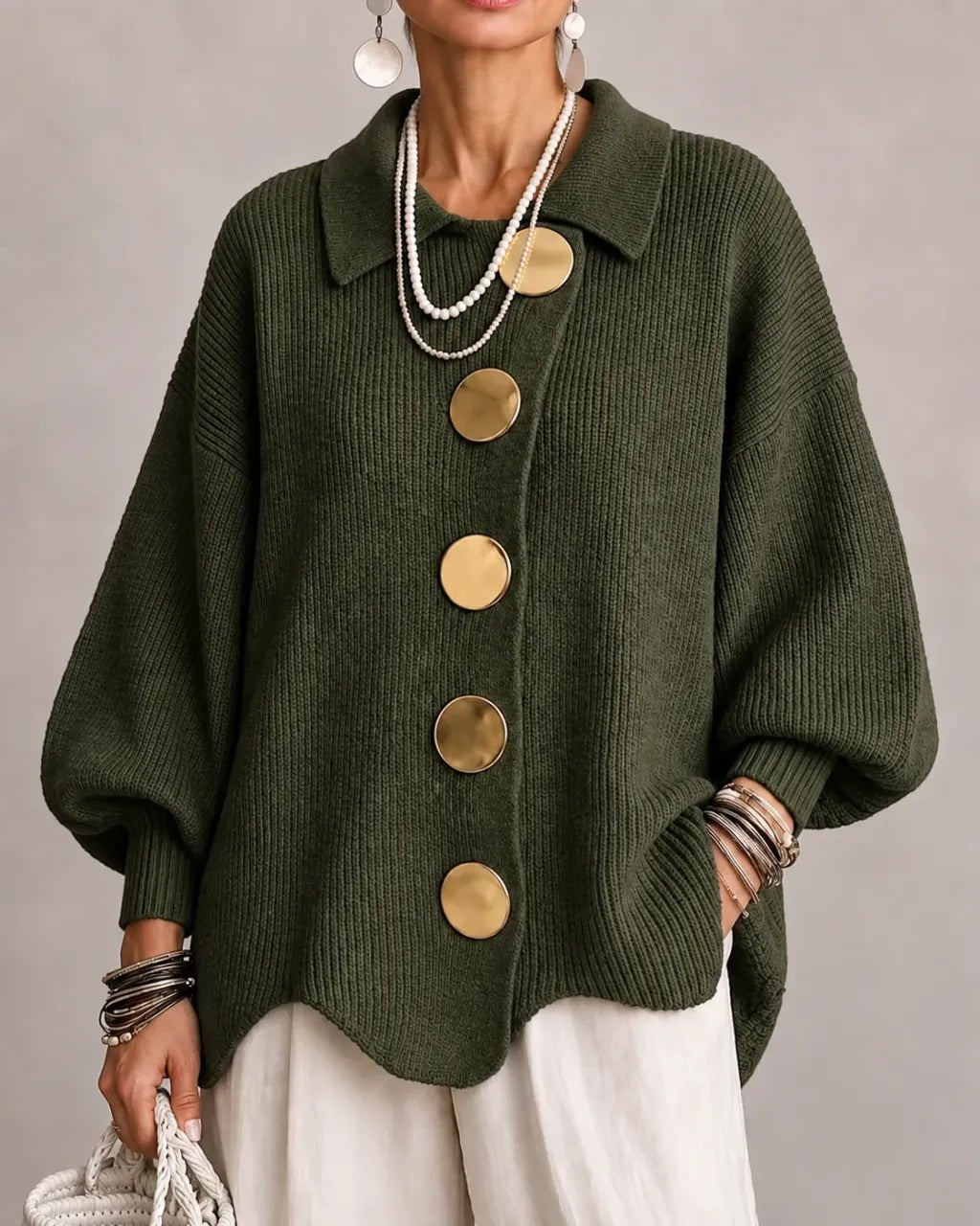 Karina | Oversized Collared Button-Up Cardigan