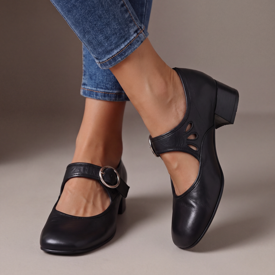 Marion | Elegant Comfort Pumps with Strap & Block Heel