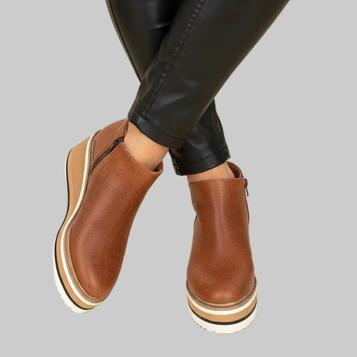 Colombe | Wedge Ankle Boots with Side Zipper