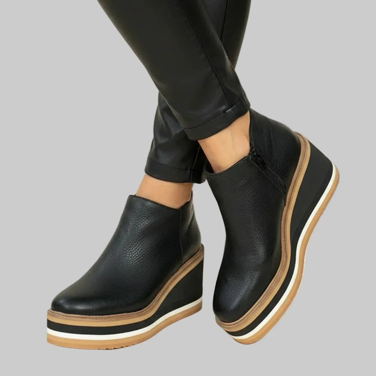 Colombe | Wedge Ankle Boots with Side Zipper