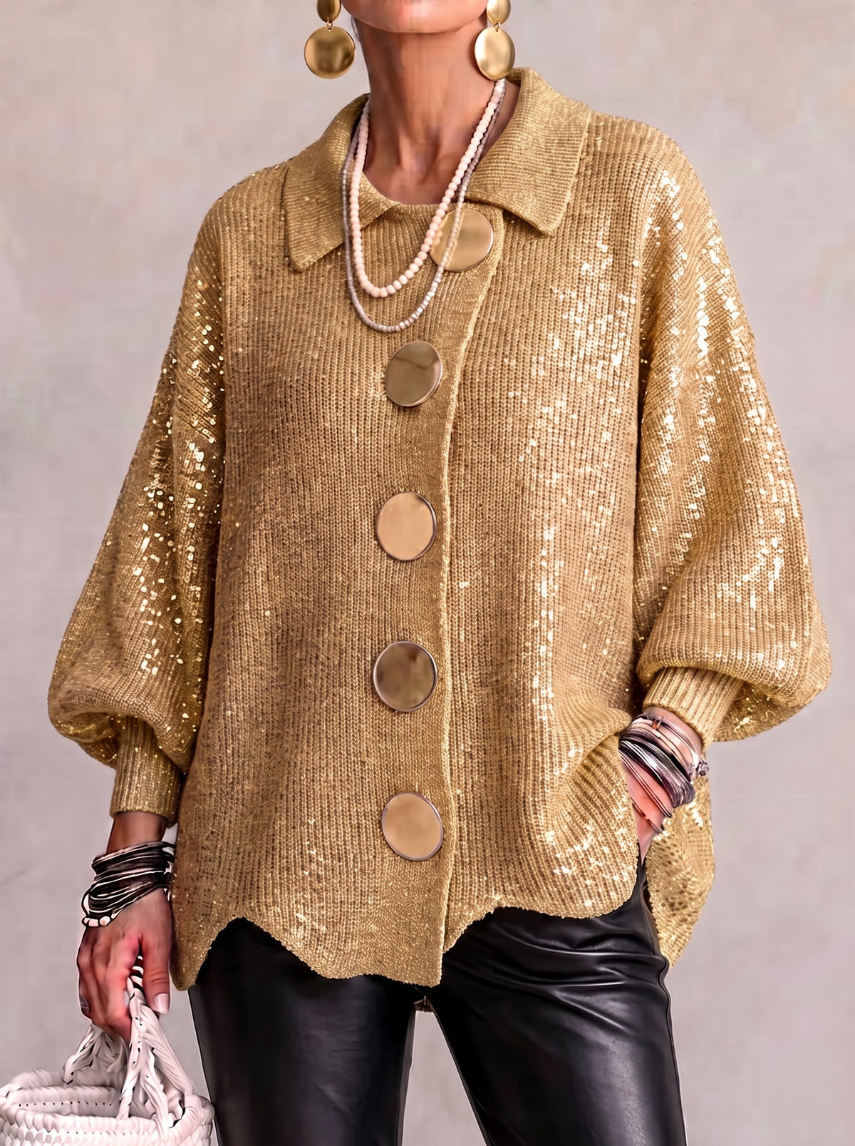 Ortensia | Oversized Cardigan with Gold Buttons