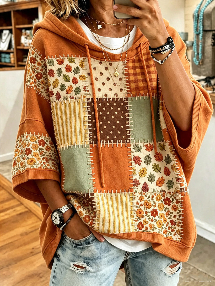 Pippin | Leaf & Floral Patchwork Batwing Hoodie