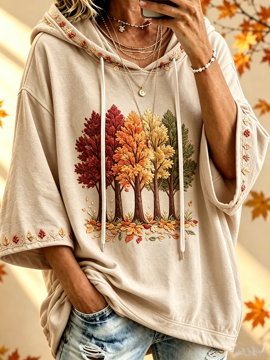 Grove | Autumn Tree Print Oversized Hoodie
