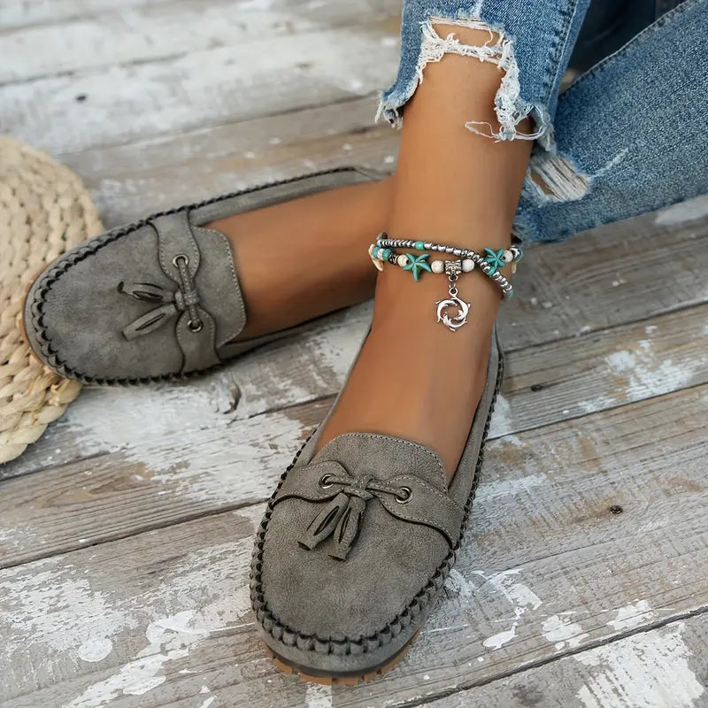 Tassel Moccasins - Slip On Flat Sole Women's Loafers