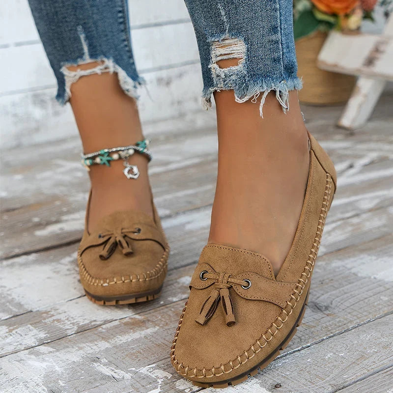 Tassel Moccasins - Slip On Flat Sole Women's Loafers