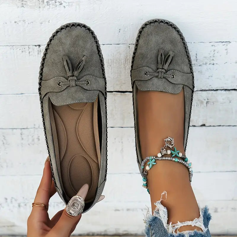 Tassel Moccasins - Slip On Flat Sole Women's Loafers