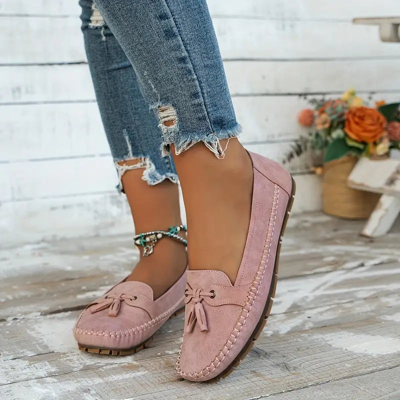 Tassel Moccasins - Slip On Flat Sole Women's Loafers