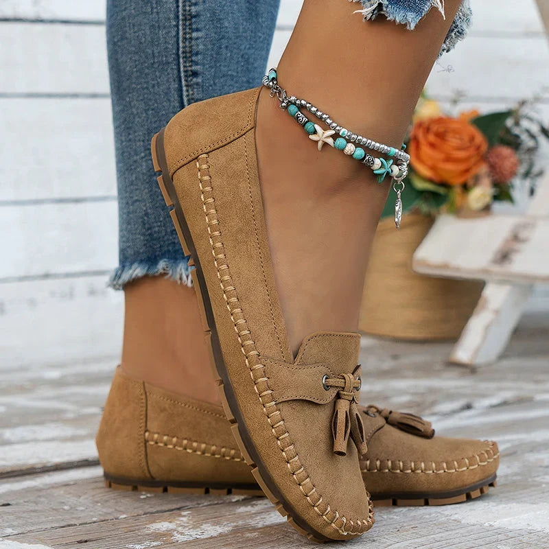 Tassel Moccasins - Slip On Flat Sole Women's Loafers