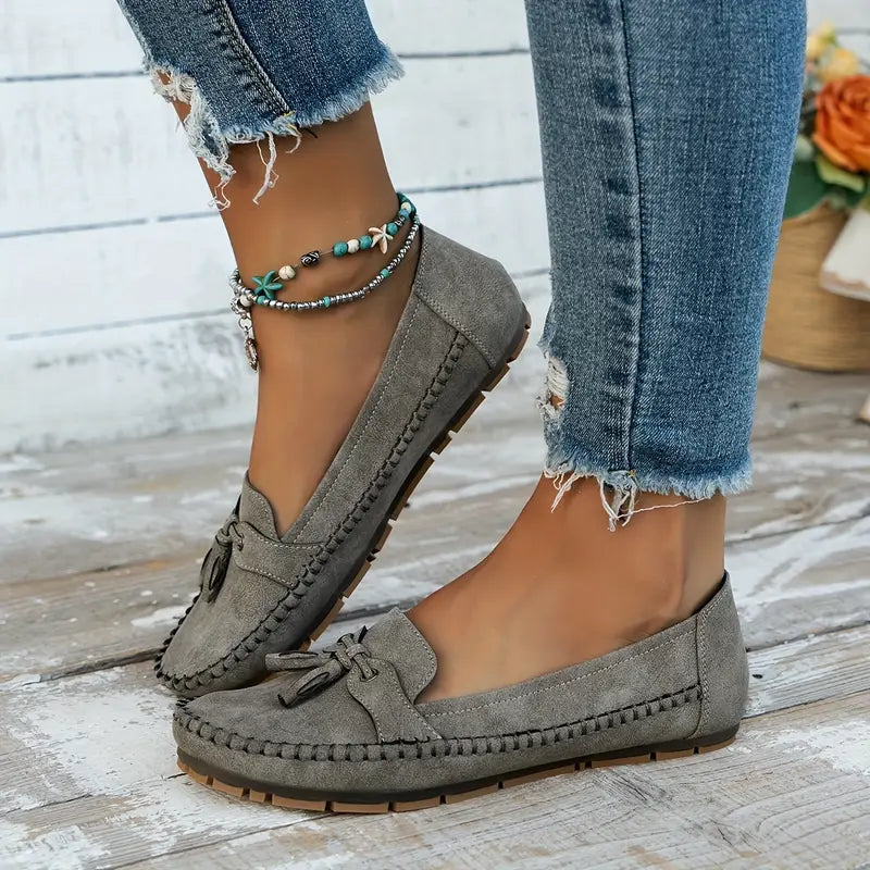 Tassel Moccasins - Slip On Flat Sole Women's Loafers