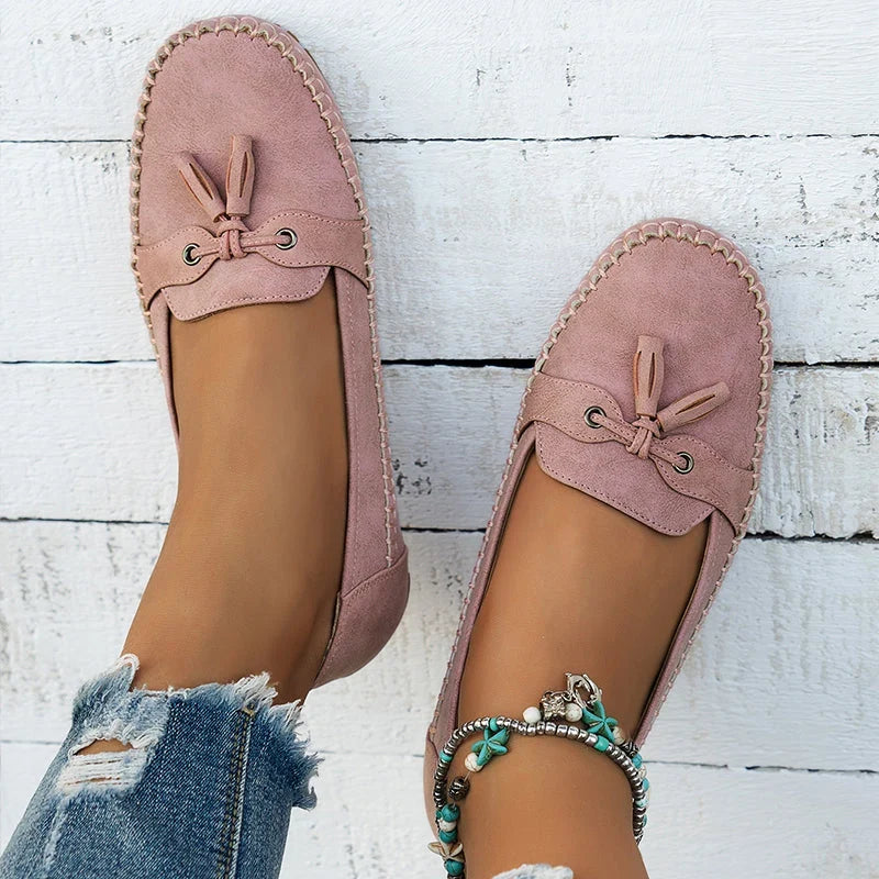Tassel Moccasins - Slip On Flat Sole Women's Loafers
