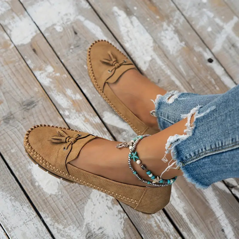 Tassel Moccasins - Slip On Flat Sole Women's Loafers