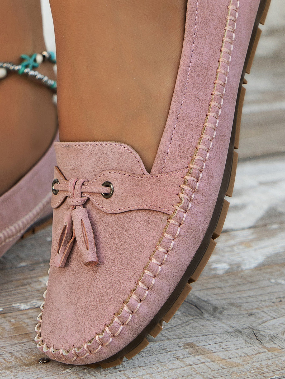 Tassel Moccasins - Slip On Flat Sole Women's Loafers